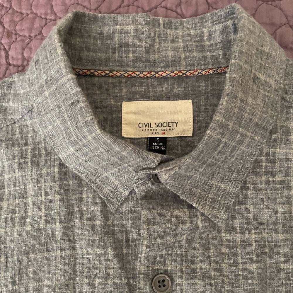Civil Society long sleeved button down blue/gray men’s shirt